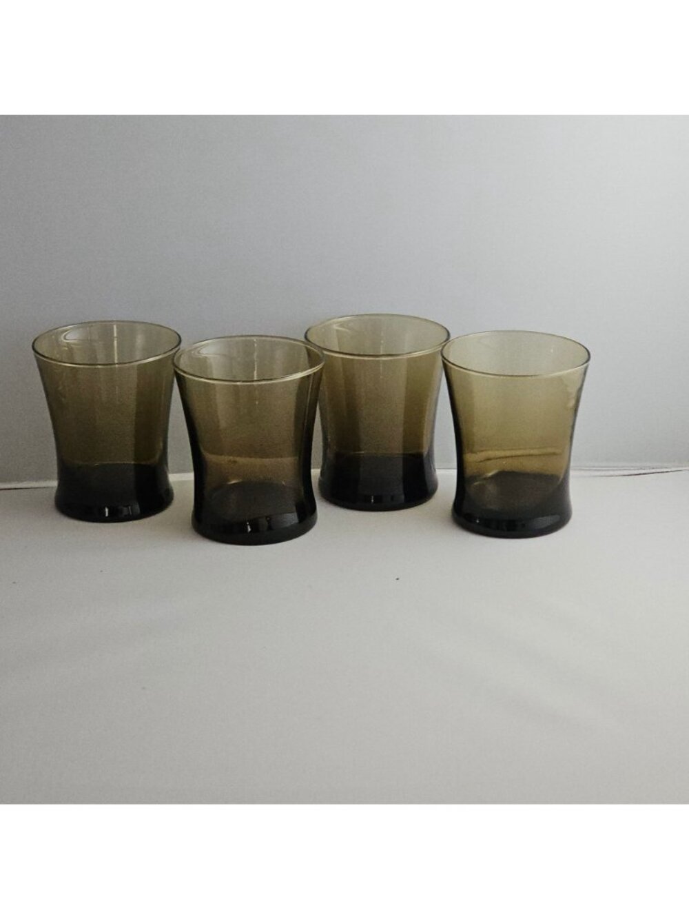 4 Anchor Hocking Linden Mocha Double Old Fashion Glasses 12oz flared brown 4" - Picture 2 of 8